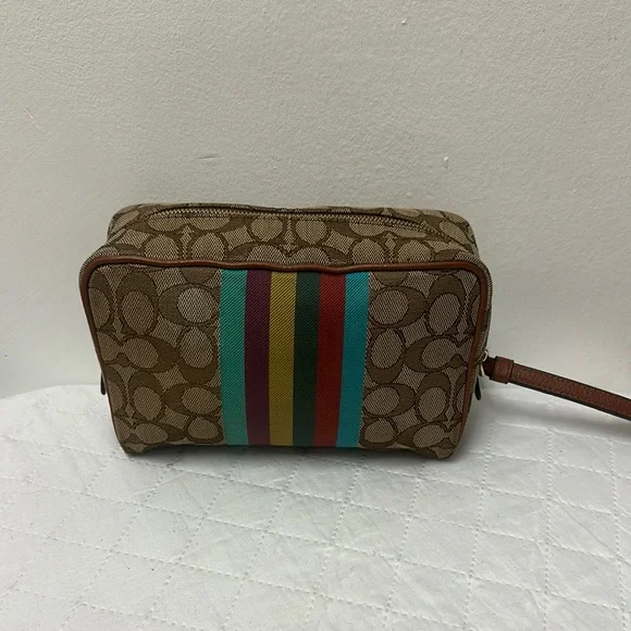 COACH Dempsey Boxy Cosmetic Case 20 Inches Signature Jacquard With Coach Patch - Picture 4 of 9